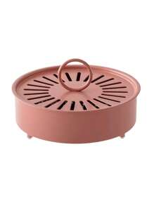 1 pièce Support de spirale anti-moustique en acier inoxydable avec couvercle, anti-brûlure, anti-incendie, support de plaque à encens anti-moustique, plateau de brûleur à encens d'intérieur