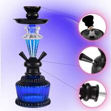 水烟水烟套装带 2 个软管水烟水烟玻璃花瓶陶瓷水烟碗小号 02 紫色