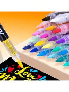 Bộ 24-240 bút màu nước đầu mềm nhiều màu, bút vẽ và graffiti, bút mực lỏng acrylic, 72 màu đầu cọ có thể nạp lại, thích hợp để vẽ trên đá, thủy tinh, gốm sứ, trứng Phục Sinh, kim loại, gỗ. Tuyệt vời làm quà tặng tốt nghiệp, quà tặng tiệc độc thân, quà tặng phù dâu, quà tặng Ngày của Cha, trang trí Halloween. - Nhiều màu - Xem 2