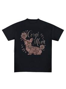 Floral Corgi Mom Pure Cotton Women's T-Shirt Comfort Fit