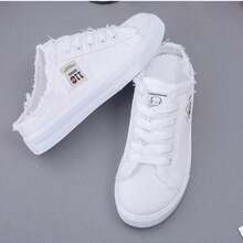 2025 Spring/Summer Canvas Slip-On Sneakers For Women, Flat Platform Slouchy Shoes - White - View 3