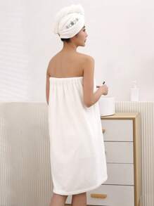 2pcs Women Flower Embroidered Bath Robe & Shower Cap Set Summer Wedding Home Bathroom Decor Back To School