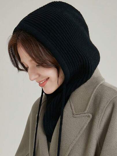 قبعة بلاكلافا من الصوف الاصطناعي للنساء باللون الأسود مع سحاب، غطاء رأس وعنق محبوك دافئ للتزلج والأنشطة الخارجية، مناسب لحماية من البرد في فصل الشتاء، هدية عيد الميلاد