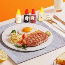 4pcs Refillable Mini Condiment Squeeze Bottles - Leak-Proof Reusable Plastic Containers For Ketchup, Mayonnaise, Mustard And Salad Dressing, 0.75 Oz - Perfect For Lunch Boxes And Picnics, Ketchup & Mustard Jars,School Supplies