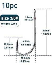 10pcs Pickerel Live Shrimp Bait Hooks Spring Wide Gap Wacky Weedless Worm Hawksbill Single Hook Soft Worm Shrimp Hooks Accessory,Live Shrimp Hook, Carbon Steel Material, With Holes, Suitable For Various Fishing Hooks. - Multicolor - View 8