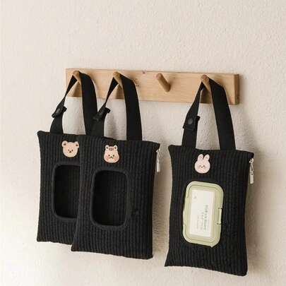 1 件装卡通婴儿推车悬挂式纸巾架，后座纸巾盒盖，带隐藏式按钮