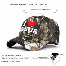 AR 1 件可调节男女通用“我爱耶稣”刺绣迷彩棒球帽，休闲防晒帽适合春季、秋季户外、旅行、海滩、派对