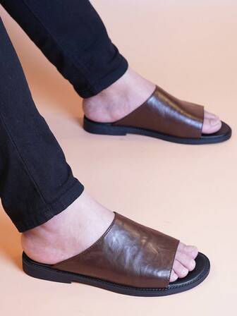 Men Sandals - Casual Business Style, Slip-On Design, Rubber Sole, Suitable For Outdoor, Suitable For Summer