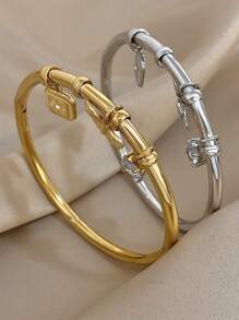 1 pieza Pulsera de brazalete con dije de mariposa adorable para mujeres, acero inoxidable apilable, joyería de diario y fiesta, regalo para el Día de la Madre