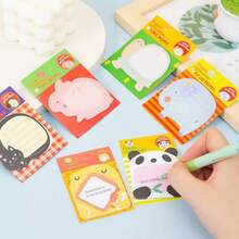 1 Set Of 8pcs Children Cartoon Animal Sticky Notes, Creative Removable Stickers, Stationery Prize, Suitable For School And Home Fun Cartoon Notebooks - Multicolor - View 3