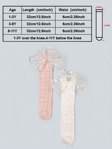 2 Pairs Girls' Breathable Mesh Long Tube Socks, Spring/Summer - Multicolor - View 2