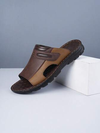 Men's Casual Slippers, New Spring/Summer Vintage Daily Outdoor Versatile Beach Sandals, Simple Fashion Lightweight Flip Flops