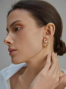 1 par de pendientes de aro de aleación de zinc de moda para mujeres para decoración diaria