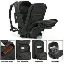 50L Large Tactical Backpack For Men | Outdoor MOLLE 3-Day Survival Backpack | Camping Gear Backpack | Hiking Backpack - Black - View 5