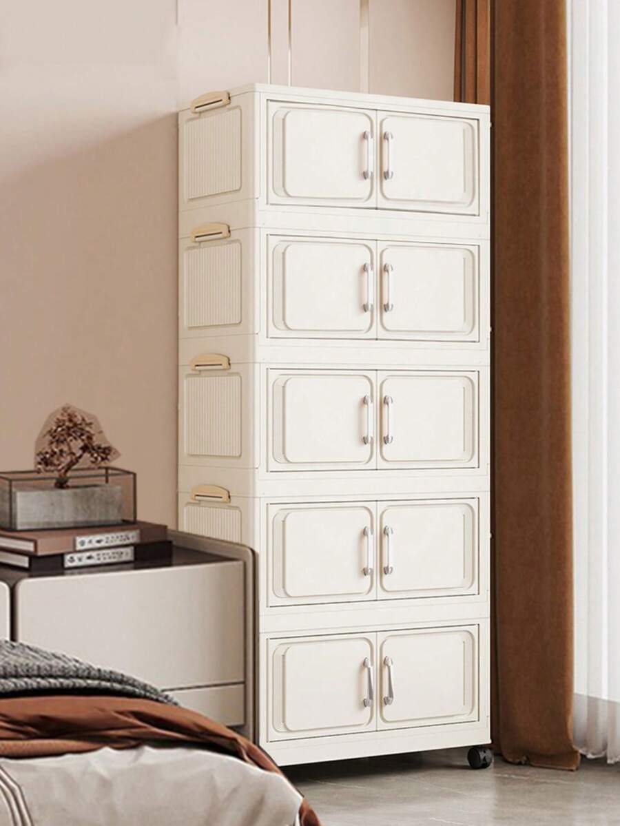 1pc 45cm/17.7in Wide Storage Cabinet, Foldable Storage Box, Home Living Room Toy Cabinet Organizer, Snack Cabinet, Kitchen Storage, Christmas Gift, Storage Bin, Under Bed