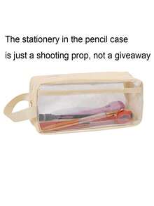1 件时尚 PVC 防水铅笔盒，创意便携式透明文具收纳袋，商务旅行必备学校用品，铅笔袋，书包 - 彩色 - 查看 10