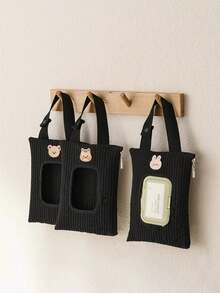 1 件装卡通婴儿推车悬挂式纸巾架，后座纸巾盒盖，带隐藏式按钮 - 黑色 - 查看 3