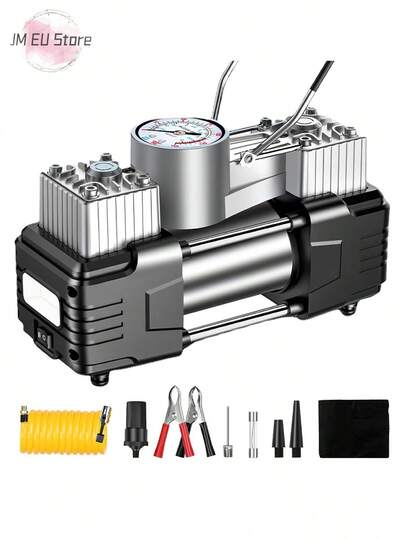 LIPETY Auto-Luftpumpe,12V Portable Heavy Duty Tire Inflator,Air Compressor with Digital Gauge,Car Pump with 4 LED Beads,Auto Shut-Off for Vehicle, Bicycle