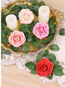 20/25/30 件泡沫玫瑰人造花套装 DIY 婚礼派对装饰假花束派对桌面中心装饰家居装饰（不含盒子） - 彩色 - 查看 4