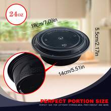 GXDOX 24oz 50Pack Black Round  Meal Prep Containers With Lids, Food Storage Container, Disposable Plastic To Go Containers, Bento Box, Stackable, Leak-Proof, MicrowaveSafe, DishwasherSafe, Kitchen Organizers And Storage - Black - View 7