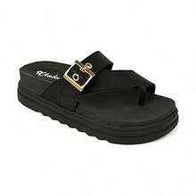 Women's Adult Sandal With Tractor-Shaped Toe, Delicate Shine, New Release Sizes 34 To 39 - màu đen - Xem 3