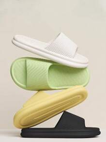 1pair Quiet EVA Slippers For Men And Women - Non-Slip, Odor-Resistant Summer Indoor Slippers With Soft Textured Soles, Great For Home And Bathroom Use, Cute Slippers Back To School