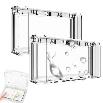 SHIXIONG 2PCS Contacto Exterior Impermeable,Cubierta Toma Corriente ultra delgada y transparente,instalación adhesiva,tipo 118, 143 x 105x 45 mm Tapa Estanca (Transparente)