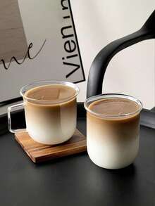 1pc Simple Round Handle Mug, High Borosilicate Glass Cup Suitable For Iced Coffee, Latte, Milk - Clear - View 7