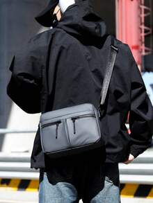 New Waterproof Fashion Versatile Men's Messenger Bag, Business Trip Shoulder Bag With Large Capacity, Casual Minimalist Square Crossbody Bag For Shopping, Travel, Commuting - Multicolor - View 5