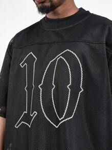 Koszulka z krótkim rękawem i okrągłym dekoltem z nadrukiem MT99 z oddychającej siateczki, w stylu American Sports Jersey, z pulowerem Hollow Airflow