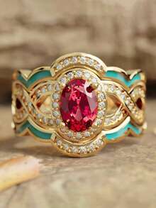 1 Chiếc nhẫn Cubic Zirconia sang trọng dành cho phụ nữ dùng để trang trí tiệc cưới, đính hôn, quà tặng ngày lễ tình nhân - 1 # - Xem 1