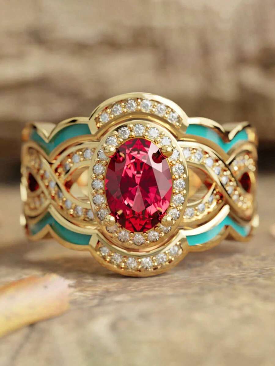 1 Chiếc nhẫn Cubic Zirconia sang trọng dành cho phụ nữ dùng để trang trí tiệc cưới, đính hôn, quà tặng ngày lễ tình nhân - 1 # - Xem 1