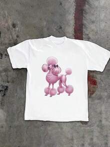 Pearls Stylish Pink Poodle Pure Cotton Women's T-Shirt Comfort Fit