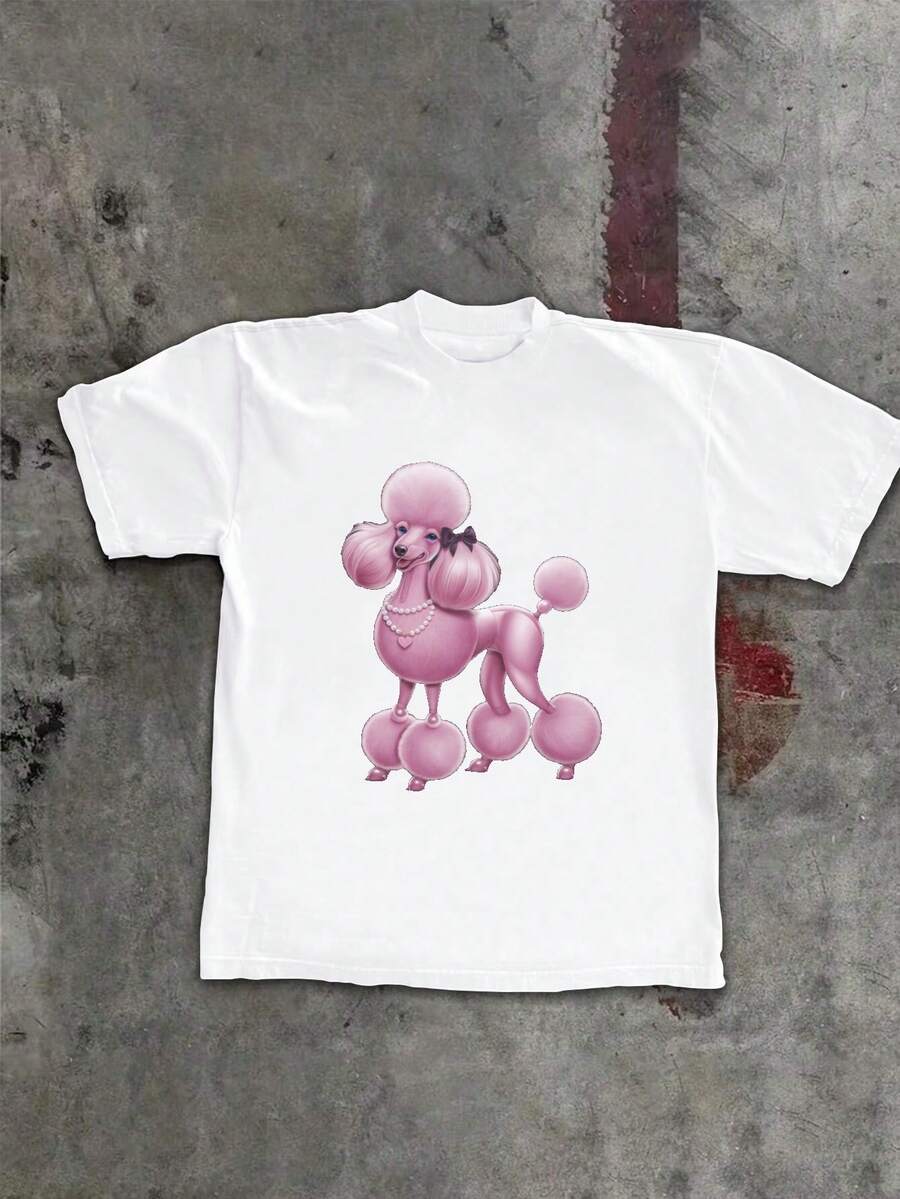 Pearls Stylish Pink Poodle Pure Cotton Women's T-Shirt Comfort Fit