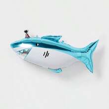 Shark Print Foil Balloon Teal