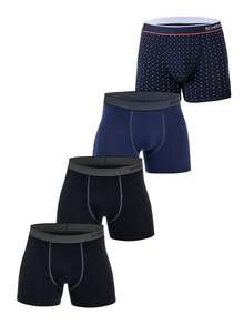 4pcs/Pack Print Men's Boxer Shorts Letter Elastic Band Boxer Briefs (Random Asymmetrical Print) - Multicolor - View 10