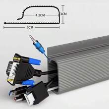 1PC 40cm/15.75inch Under-Desk Cable Tray Self-Adhesive Cable Organizer Cable Management Accessories Cable Protecter No Drilling PVC Invisible Slot Organizer For Monitors And Computers,Durable PVC Material