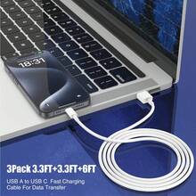 3.3 英尺/6.6 英尺充电线 USB-A 至 USB-C 线，快速充电 20W，兼容 iPhone 16 15 Pro Max Plus - 白色 - 查看 3