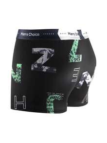 5 Pack Men's Graffiti Print Basic Seamless Boxer Briefs, Summer Shorts Gift - Multicolor - View 2