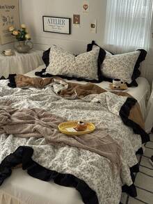 1pc Retro Style Summer Children's Quilt, Retro Lace Style Flower Plant Print Summer Quilt, Skin-Friendly, Soft And Comfortable, Suitable For Children's Rooms, Student Dormitories, Bedrooms, Children's Bedding - A - View 17