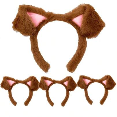 1 Stück Cartoon Pudding Hund süße Hund Ohren Haarband für Frauen, Plüsch Tupfen Hund Haaraccessoires, niedlicher gepunkteter Hund Cosplay Haarreif für Mädchen, handgemachtes realistisches Tier Ohren Haarband