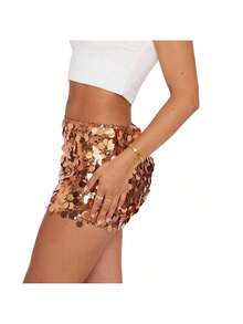 Sequin Skirt For Women Stretchy Bodycon Mini Skirts Sexy Sparkly Skirt Glitter Shiny Skirt Night Out Party - 金色 - 查看 3