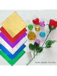 100/600pcs, Aluminum Foil Candy Wrapper, 4x4 Inch Aluminum Foil Paper, Diy Candy Wrapper, Chocolate Wrapping Square Paper For Candy Packaging - Multicolor - View 4