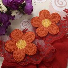 Infant Baby Girls Ruffle Socks, Sweet Eyelet Frilly Lace Princess Ankle Socks With Sunflower Applique - Red - View 4