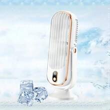 Ventilador de aire acondicionado portátil, 5 velocidades de viento, 720 giros, el producto tiene dos modos de alimentación, 1 entrada USB, 1 con doble motor, batería de litio de 1200mAh recargable, funcionamiento silencioso por debajo de 25 decibelios, adecuado para oficina, viajes, campamento, automóvil, es un regalo ideal para Navidad y San Valentín.