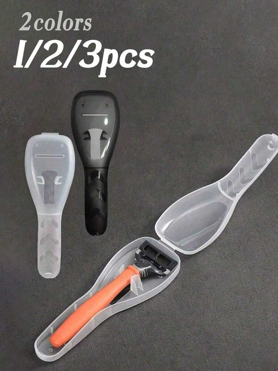 1/2/3/4 塑料旅行剃须刀盒户外露营商务旅行便携式剃须刀架收纳盒剃须刀盒（不含剃须刀），男朋友，男士必需品，女朋友。家庭，房间，朋友，配件，万圣节，圣诞节，新年，有趣的礼物