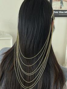 Herseygold 1pc Rhinestone Women's Hair Clip, Middle Eastern Arabic Women's Headdress, Wedding/Festival/Party Hair Accessory - Gold - View 6