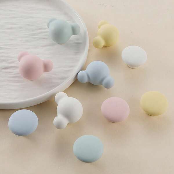1pc Solid Ceramic Cartoon Macaron Color Cabinet/Drawer Pull Handle, Suitable For Kids Room, Study, Vanity