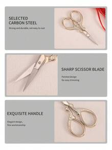 1pc Stainless Steel Gold Straight Tip Precision Scissors, Multipurpose Vintage Beauty Embroidery Trimming Scissors Suitable For Facial Hair, Eyebrow, Eyelash, Mustache, Nose - Perfect For Home, Travel And Outdoor Use,Makeup,Cheap,Room Decor,Vanity,Travel,Bedroom,Makeup Accessories