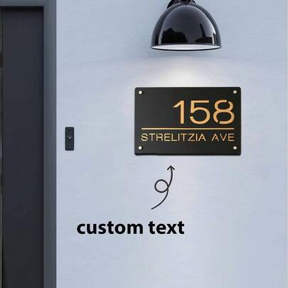 1pc Custom House Number, Modern 3D Engraved Double Layer Acrylic Customizable House Number Plate, Outdoor Street Address Sign, Durable Material, Elegant Design, Surface Mounted, Reusable, Multi-Purpose, Personalized, Suitable For Home Decoration, Wall Decoration, Street Decoration, Office Decoration,Souvenirs,Reusable,Adorable,High-Quality,Elegant Living,Artful Living ,Apartment Decor